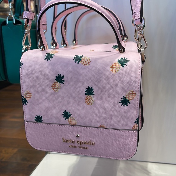 Kate Spade Staci Square Pineapple Crossbody Pink Multi - Picture 4 of 16